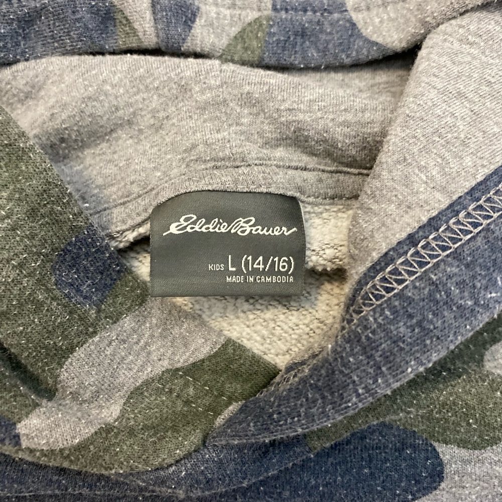 Eddie Bauer Kids Large Camo Hoodie- Outdoor Casual Camping Hiking Athletic - Picture 4 of 6